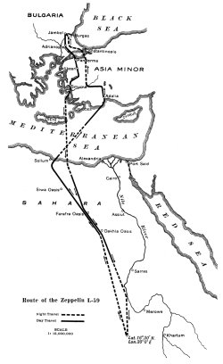 Route of the Zeppelin L-59