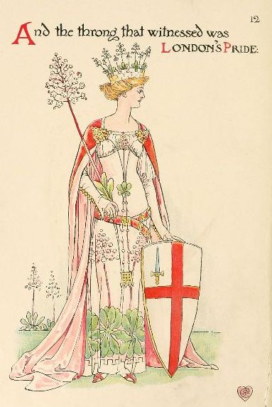 queen with crown, shield and scepter