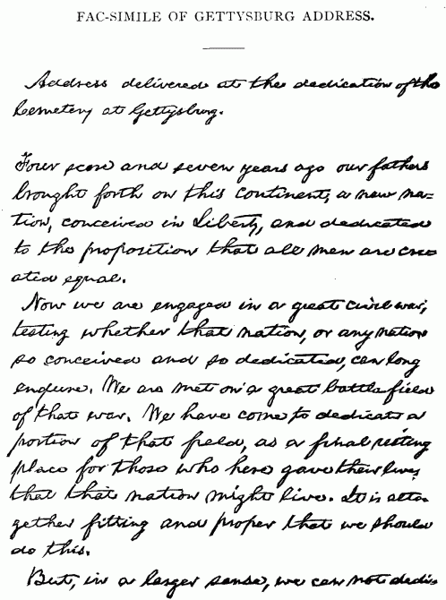 FACSIMILE OF GETTYSBURG ADDRESS