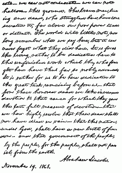 FACSIMILE OF GETTYSBURG ADDRESS