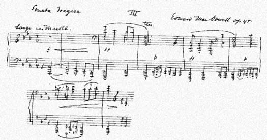 Facsimile of a portion of the MS. of the "Sonata Tragica"