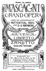 Zanetto; and Cavalleria Rusticana