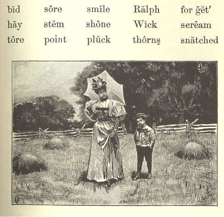 Mother and boy walking in hay field.