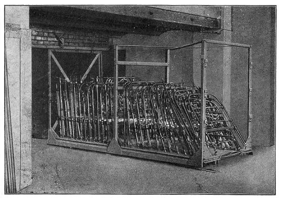 Fig. 11.—Japanning and Enamelling Stove for Iron-Bedsteads and Household Ironmongery with Truck on Rails.