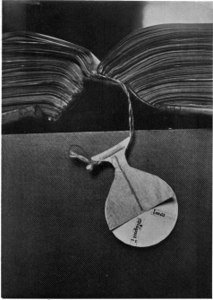 PLATE XXXV  ANCIENT VELLUM BOOK-MARKER WITH REVOLVING DISC  FROM A DOUBLE-COLUMN CANTERBURY BIBLE; THE DISC CAN BE USED TO MARK COLUMN AND LINE. MS. 49 C.C. COLL. CAMB.