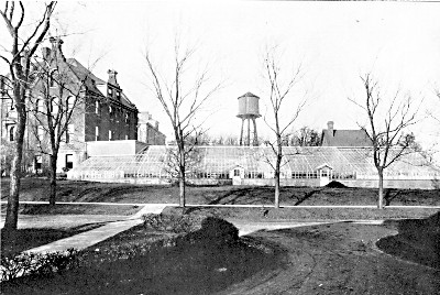 Horticultural Building (showing new greenhouses attached) at University Farm, St. Anthony Park, Minn.