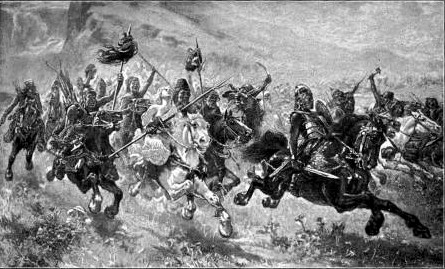 THE INVASION OF THE ROMAN EMPIRE BY THE HUNS  "We see the barbarian peoples of the North sweeping down upon the empire, breaking it up, and establishing within its boundaries the various kingdoms that are to this day represented by the kingdoms of Western Europe."—Page 127.