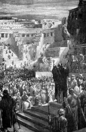 ARTAXERXES SENDING THE JEWS TO REBUILD JERUSALEM, b.c. 457  "From the going forth of the commandment to restore and to build Jerusalem unto the Messiah the Prince shall be seven weeks, and threescore and two weeks." Dan. 9:25.