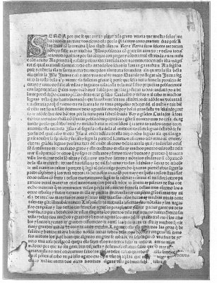 Facsimile of the first page of the folio (first) edition of the Spanish text of Columbus's letter to Santangel, describing his first voyage, dated February 15, 1493. From the original (unique) in the New York Public Library (Lenox Building).