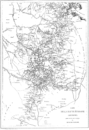 CARTE DE LA HAUTE ÉTHIOPIE (ABYSSINIE) pour servir aux voyages de ARNAULD D'ABBADIE.