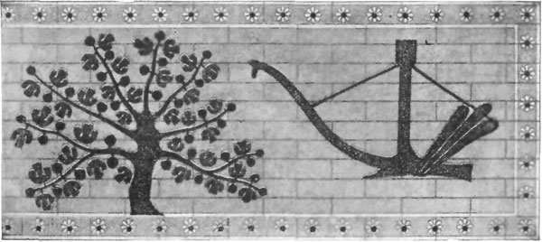 FIG. 6.—ENAMELLED BRICK. KHORSABAD.   (FROM PERROT AND CHIPIEZ.)