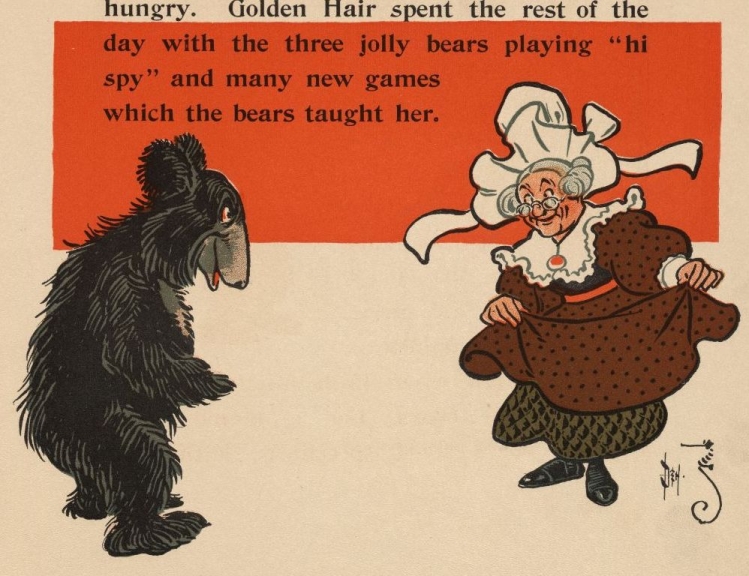 hungry. Golden Hair spent the rest of the day with the three jolly bears playing "hi spy" and many new games which the bears taught her.