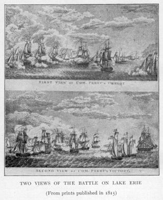 TWO VIEWS OF THE BATTLE ON LAKE ERIE  (From prints published in 1815)