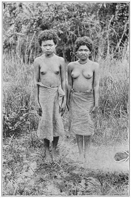 Negrito girls of Zambales, one wearing necklace of dried berries.