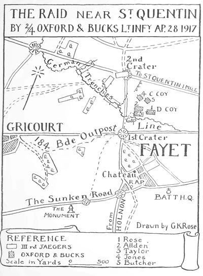 The Raid Near St. Quentin By 2/4 Oxford & Bucks Lt. Infy. Ap. 28 1917.