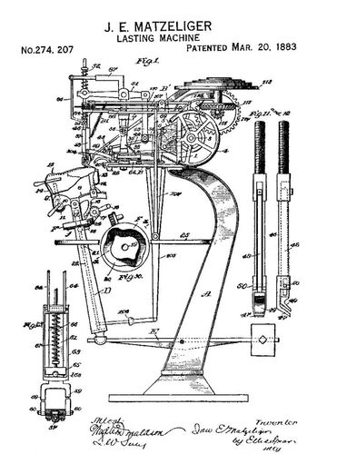 J. E. MATZELIGER LASTING MACHINE