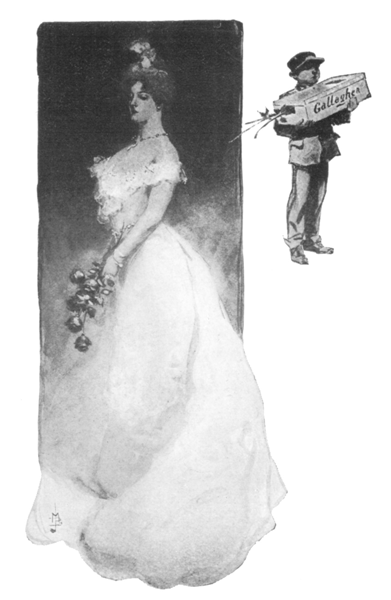 Miss Curzon, with one of his roses in her hair, watching him from a corner.