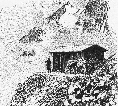 A climbers' cabin on one of the shoulders of Mount Blanc.