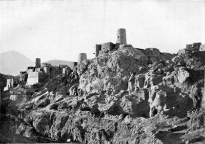 The Village of Naiband, and Rock Dwellings in the Cliff.