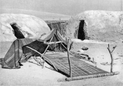 Beluch Huts and Weaving Loom.