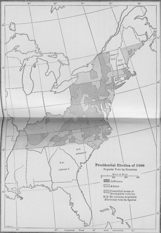 Presidential Election of 1800, Popular Vote by Counties