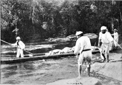 Taking the Canoe through a Narrow Channel.