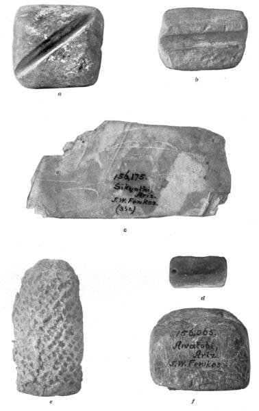 PL. CLXIX— ARROWSHAFT SMOOTHERS, SELENITE, AND SYMBOLIC CORN FROM SIKYATKI