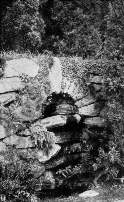 A little grotto with trickling water makes a picturesque break in a wall garden. If shady, plant ferns generously