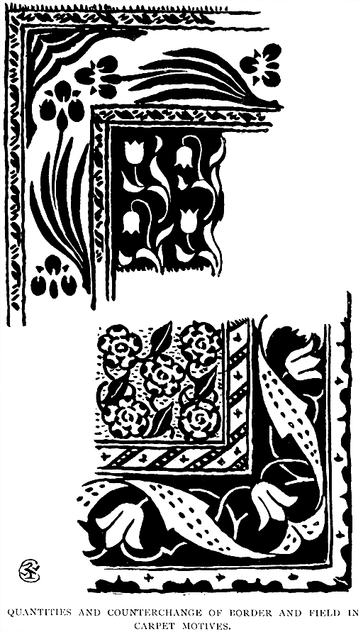 Quantities and Counterchange of Border and Field in Carpet Motives.