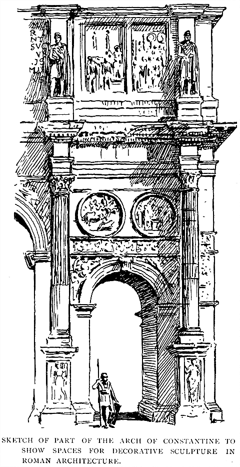 Sketch of Part of the Arch of Constantine to Show Spaces for Decorative Sculpture in Roman Architecture.