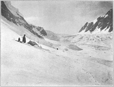 First camp in the Grand Basin—16,000 feet, looking up.