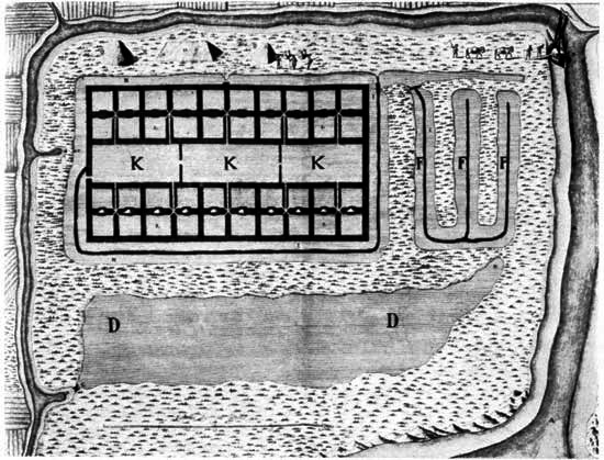 An 18th century plan of a solar-evaporating works.