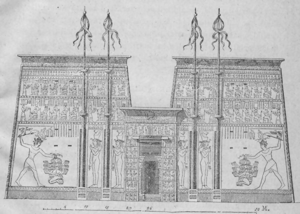 Egyptiläisen temppelin ulkopuoli.