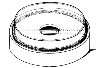 Fig. 131.—McLeod's anaerobic plate base with half petri dish inverted in situ