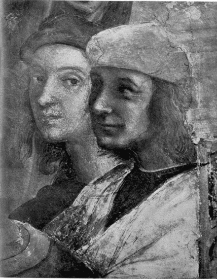 Alinari  Raphael and Sodoma  Fragment of School of Athens, in the Vatican—Raphael