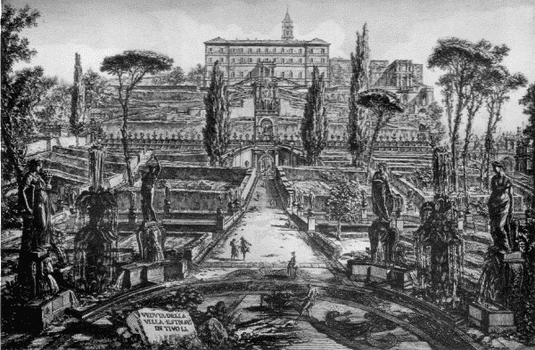 Villa d'Este in 1740  From an etching by Piranesi