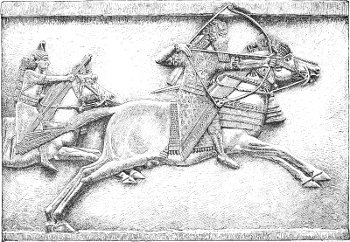 Fig. 5.—Assurbanipal at the chase. Kouyundjik. British Museum. Drawn by Saint-Elme Gautier.