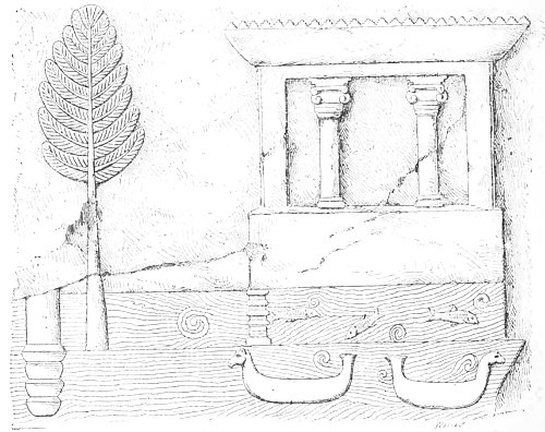 Fig. 41.—Temple on the bank of a river, Khorsabad; from Botta.