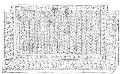 Fig. 96.—Sill of a door, from Khorsabad. Louvre. Length 40 inches. Drawn by Bourgoin.