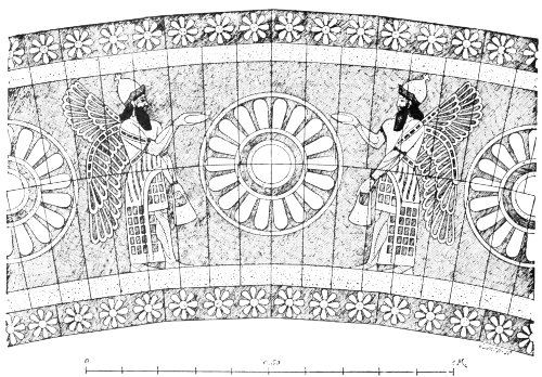 Fig. 124.—Detail from enamelled archivolt. Khorsabad. From Place.