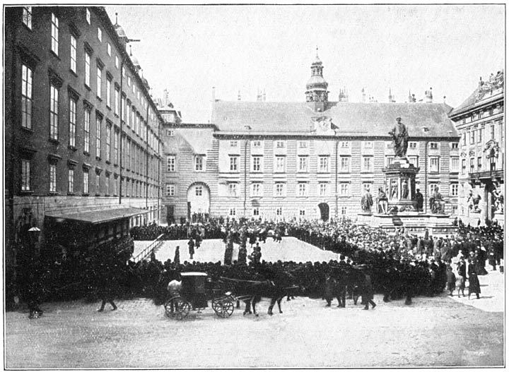 De aflossing der wacht in den Hofburg te Weenen.