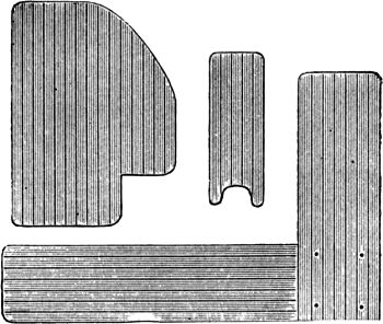 Fig. 32.—Gooch Splints for Fracture of Shaft of Humerus; and Rectangular Splint to secure Elbow.