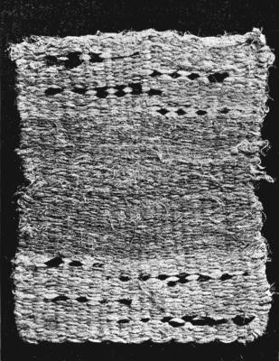 A RUG  Made of narrow strips of cotton cloth.