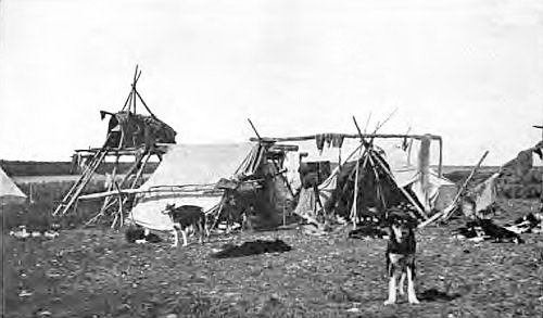 AN ENCAMPMENT OF ESKIMOS ON THE BEACH AT FORT McPHERSON