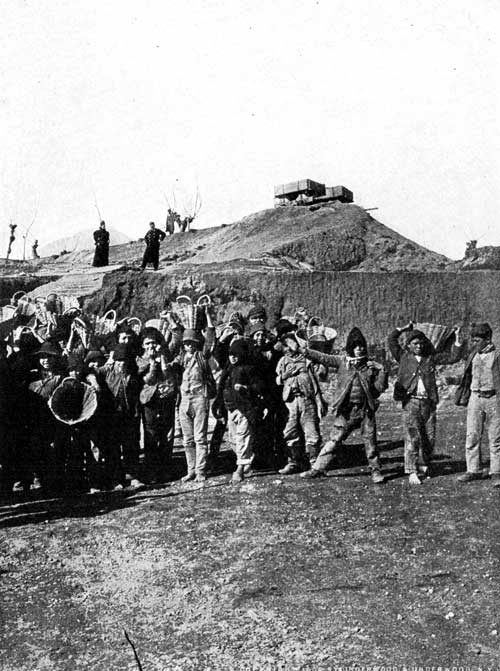 "The army of boys bearing baskets of earth from the excavations at Pompeii" 