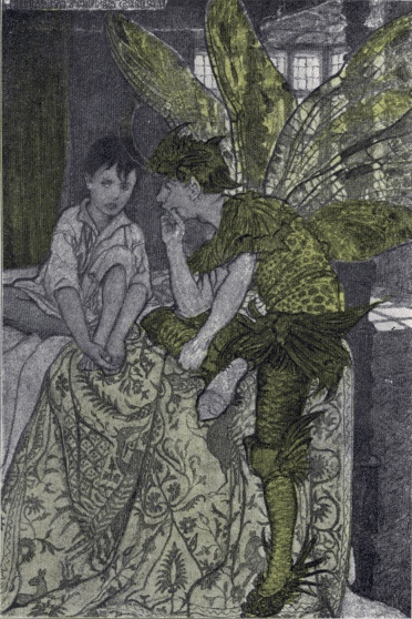 Illustration: Boy in bed and personification of Lie.