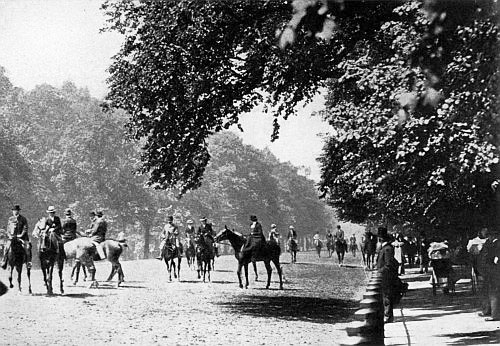 Old gentlemen, stout ladies, young people, and small children, all ride in England.