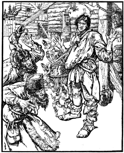 Cossack fairy tales and folk-tales . ith his huge broadsword, a full fathom  long,which the Lord had given him, and chopped off allthe Dragons six  heads, and the rock fell upon theDragons