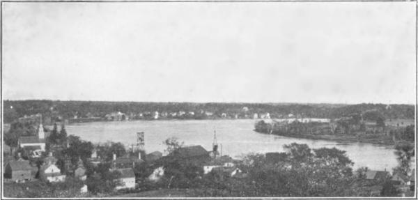 THE FERRY, SALISBURY POINT Mouth of Powow in foreground at the right hidden by its own banks in this picture. Hawkswood in distance at extreme right.