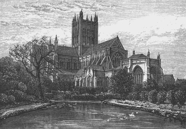 WELLS CATHEDRAL, FROM THE SWAN POOL.